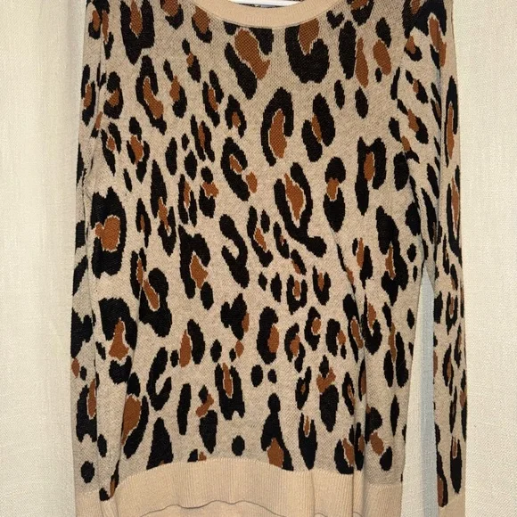 Leopard Print Crewneck Sweater - Picture 1 of 5